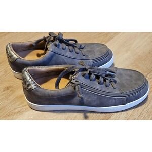 BILLY Sneaker II Shoes Lace Up Zip On Womens 10M Metallic Accents Espresso